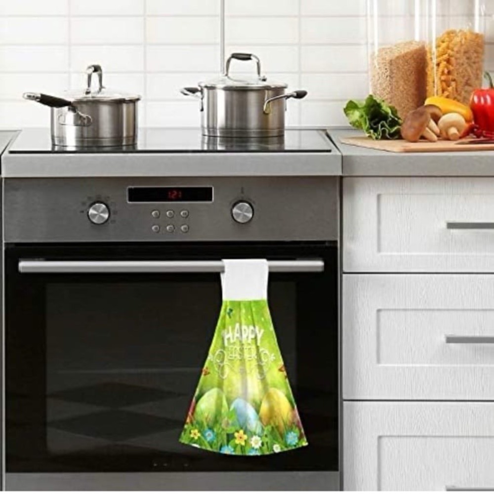 New Easter Colorful Eggs Kitchen Hanging‎ Hand Towels,Spring Flowers Butterflies